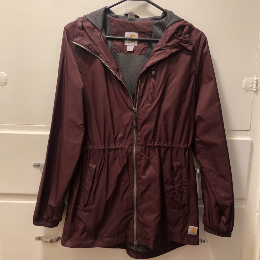 Carhartt maroon / burgundy rain jacket / wind breaker - size XS (0/2)